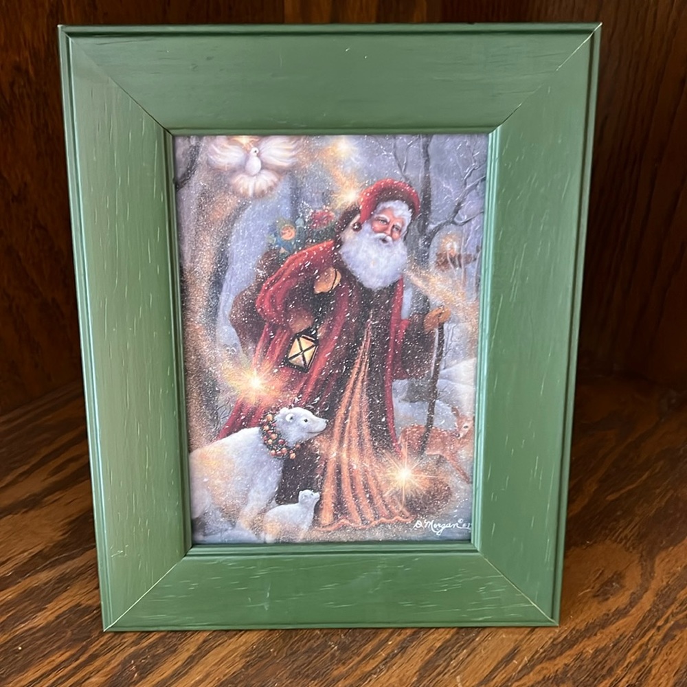 Vintage 1981 D. Morgan Old World Santa Framed Print.